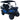 Blue TrailMaster TBM X4 electric golf cart with 5kW lithium battery, foldable windshield, and LED headlights on 22” aluminum rims.