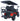 TrailMaster TBM X4 electric golf cart in red, featuring foldable windshield, carbon fiber steering wheel, and 22” aluminum rims.